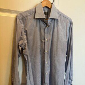 Canali Microprint Blue Dress Shirt